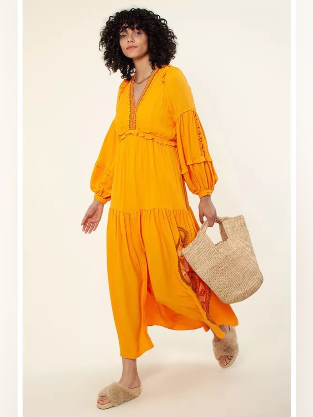 HALE BOB Marigold Josephine Embroidered Long Sleeve Boho Maxi Dress